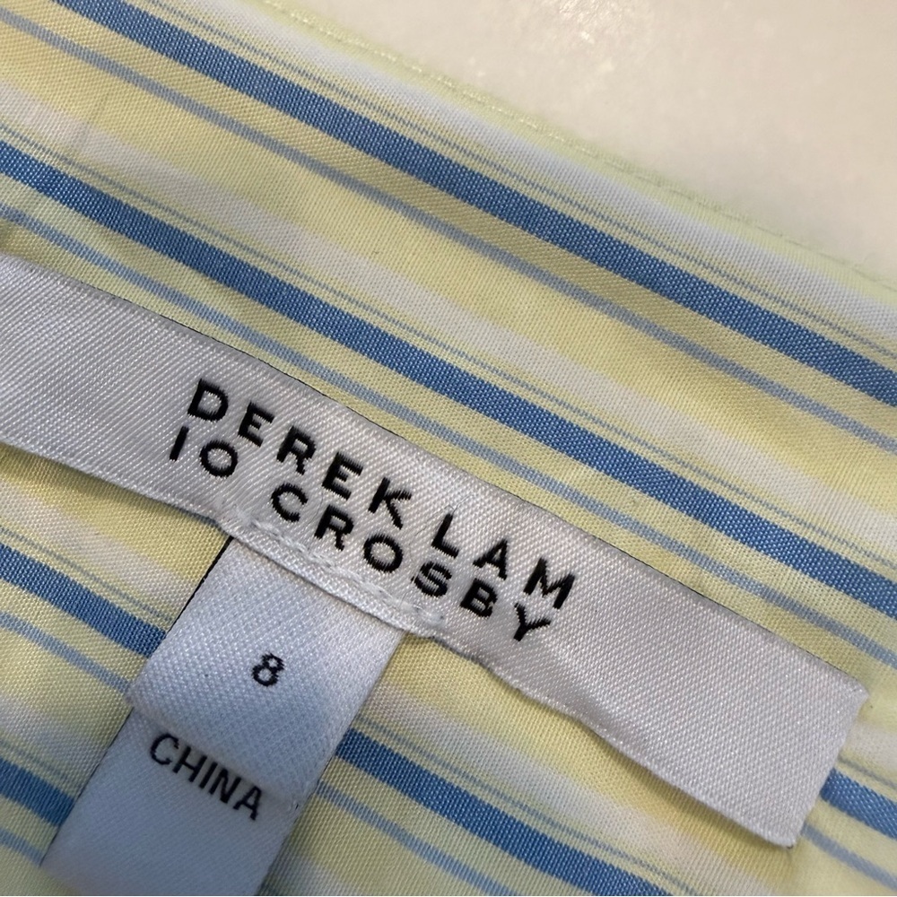 Derek Lam 10 Crosby Caspien Striped Twist-Front Peplum Blouse Sz 8 NWT - Picture 8 of 10